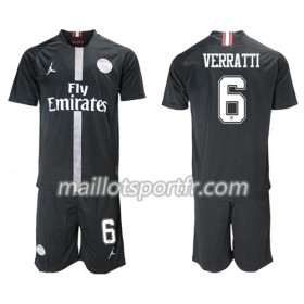 Maillot de Foot Paris Saint Germain Verratti 6 Jordan Noir Enfant Troisieme 2018/19